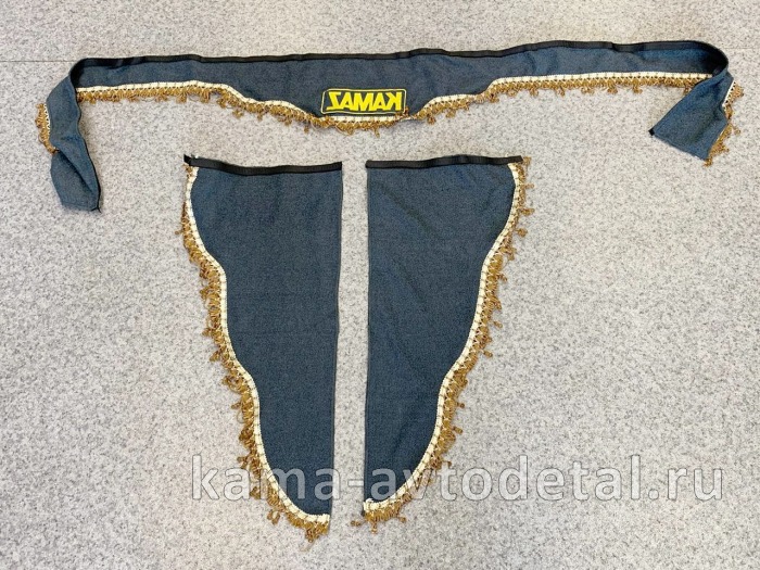 шторы К-Т из 2-х: СЕРЫЕ (Вышивка!) Лобового+Бокового стекла "КамА" 20012