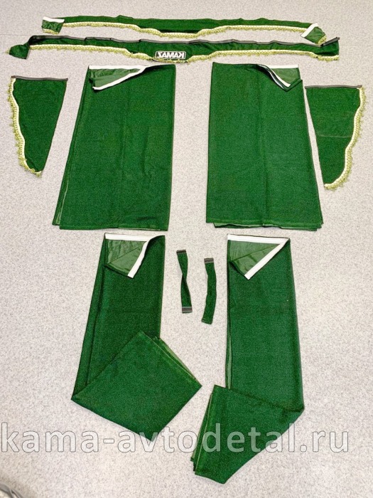 шторы К-Т из 5-ти: ЗЕЛЕНЫЕ (Вышивка!) Лоб.+Бок. стекла+Спальника "КамА" 20011