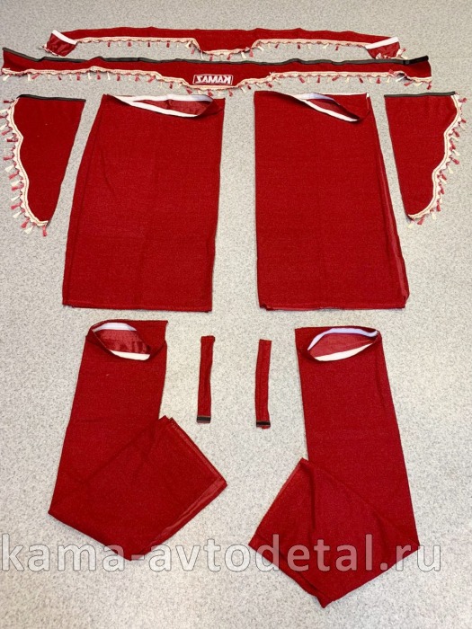 шторы К-Т из 5-ти: КРАСНЫЕ (Вышивка!) Лоб.+Бок. стекла+Спальника "КамА" 20011