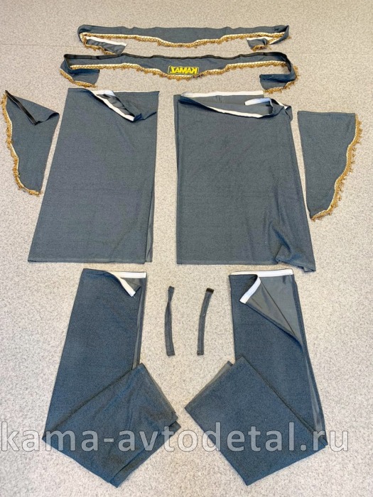 шторы К-Т из 5-ти: СЕРЫЕ (Вышивка!) Лоб.+Бок. стекла+Спальника "КамА" 20011