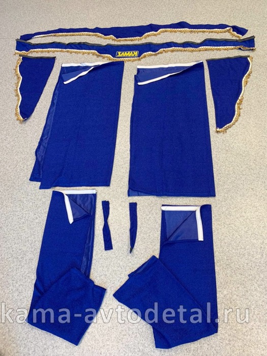 шторы К-Т из 5-ти: СИНИЕ (Вышивка!) Лоб.+Бок. стекла+Спальника"КамА" 20011