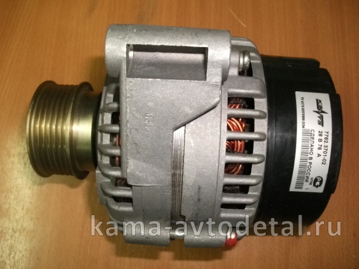 генератор 7762.3701-02(-12) (6-ти руч.шкив, Д-65мм ) 28V-76(80)А "КЗАТЭ" (7406.3701011) 7406.3701011-10