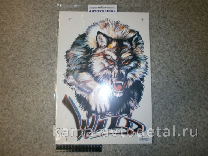 наклейка "ВОЛК-WILD" (50х35 см) 