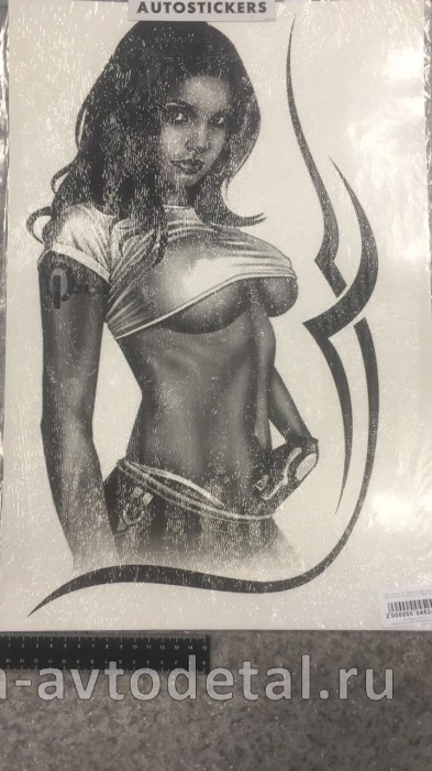 наклейка "ДЕВУШКА ТАТУ" №1 к-т из 2-ух на 2 стороны (35х50 см) на спальник 