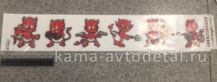 наклейка "Дьяволенок" (11х65 см) полоска 6 шт., полноцветная 