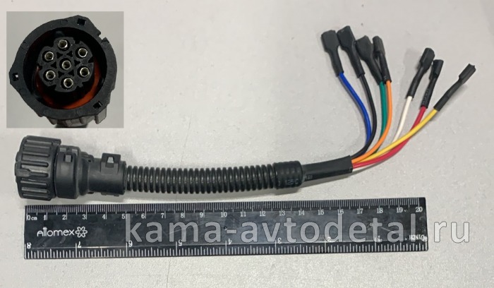 разъем электропроводки ЕВРО-3 7 клемм "на ФОНАРЬ" (закручивающийся, "ГАЙКА" с проводами) СЦБ-7