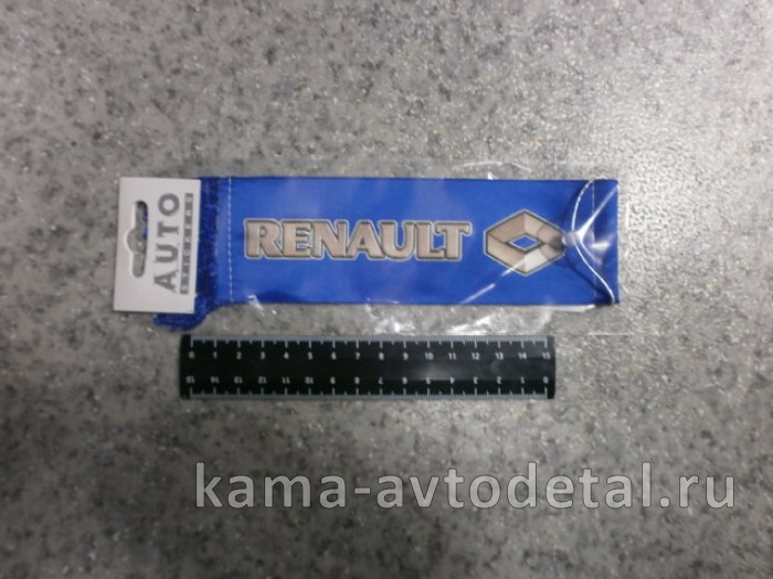 вымпел "RENAULT+девушка" (5,5х20 см) синий, бахрома 