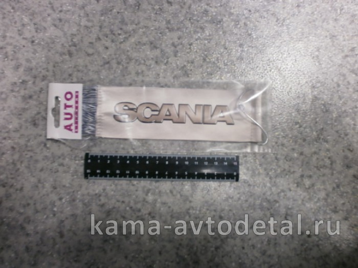 вымпел "SCANIA+девушка" (5,5х20 см) серый, бахрома 