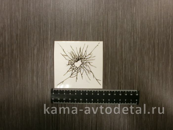 наклейка "ТРЕЩИНА НА СТЕКЛО №1" (5х5 см) двухсторонняя 