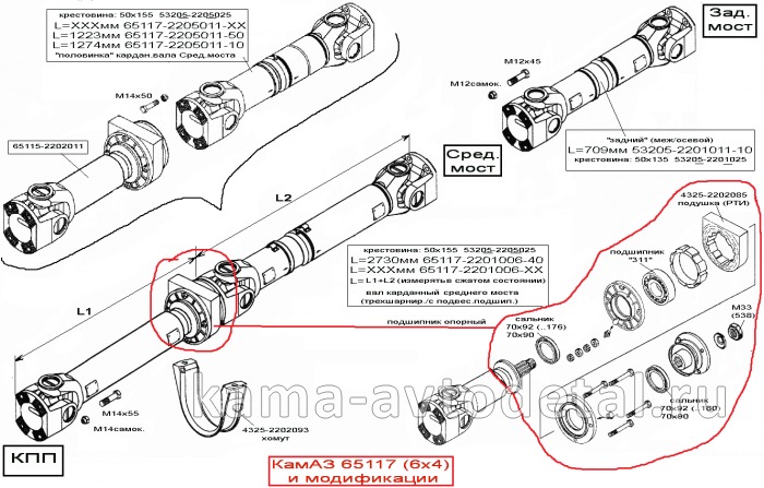 подшипник подвесной вала карданного КамАЗ (опора промежуточная) 