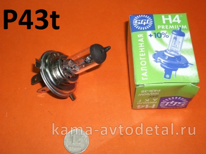 лампа фарная Н4 24х100х90 (80) галоген P43t 54450 ЭКОНОМ Н4 24х100х90