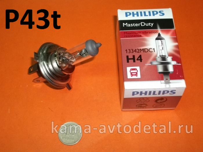 лампа фарная Н4 24х75х70 галоген (Philips/OSRAM-оригинал) P43t 