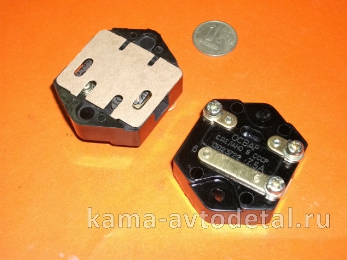 предохранитель тепловой 1302.3722 (7.5А) "РОМБ" (биметаллический без кнопки, черный) 