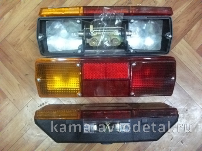 фонарь задний КамАЗ левый ("угловатый",С подсветкой) железный отражатель (355.3716) (ФП-130) 355.3716