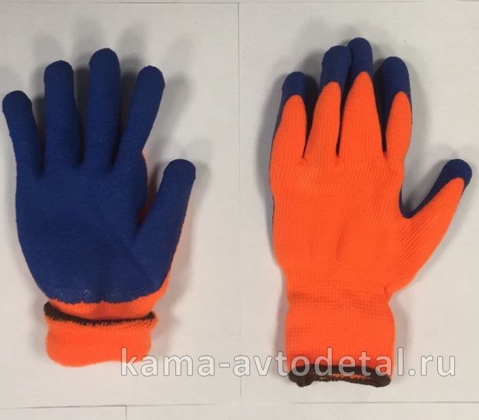 перчатки акрил. утепленные с латексным покрытием Россия 