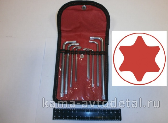 набор ключей имбусовых TORX Tamper, к-т 9 шт.: Т10-Т50, CrV, удлиненные/ЗВЕЗДОЧКА(12313/657188) 12313/657188