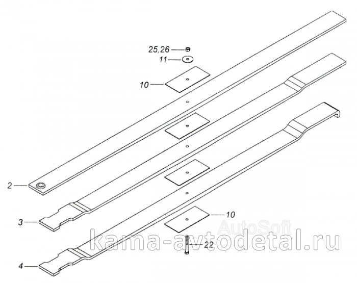 рессора передняя 65115-2902012-10 (3 листа, ширина 90мм) 65115-2902012-10