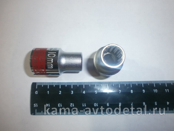 ключ-головка торцевая х10 мм, 12-гранная, CrV, под квадрат 1/2" (13680) 13680