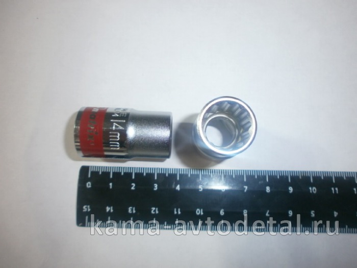 ключ-головка торцевая х14 мм, 12-гранная, CrV, под квадрат 1/2", хром// (13688/354914) 13688