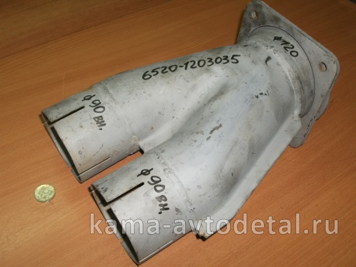 тройник глушителя 6520-1203035 (Д-90/120 "прямой") 6520-1203035 тройник глушителя 6520-1203035 (Д-90/120 "прямой") 6520-1203035