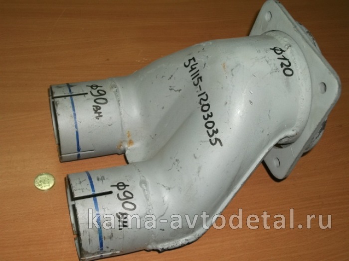 тройник глушителя 54115-1203035 (Д-90/120 "изогнутый") 54115-1203035Э тройник глушителя 54115-1203035 (Д-90/120 "изогнутый") 54115-1203035Э