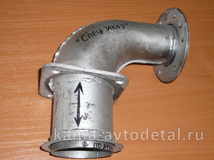 труба приемная - УГОЛ от турбины "Низ СУПЕРудлиненный" с пояском-"СПЕЦЗАКАЗ" (54115-1203010-60) 