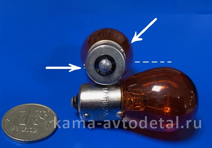 лампа 24х21 (смещ. цоколь) ЖЕЛТАЯ 24V-21W ВАU15S 82418 24V-21W ВАU15S