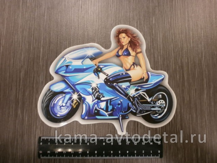 наклейка "MOTO GIRL СИНИЙ" (15х18 см) полноцветная 